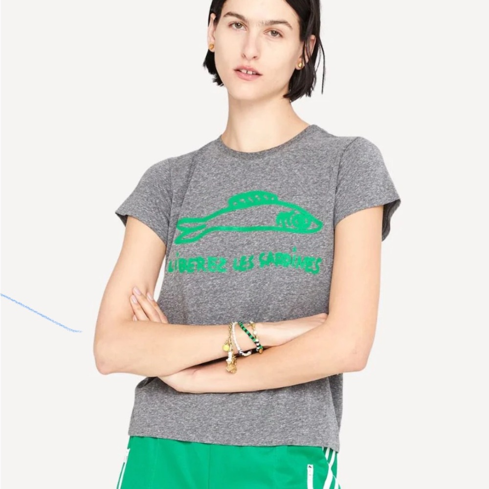 Clare V Liberez les Sardines" Original Tee (Grey)
